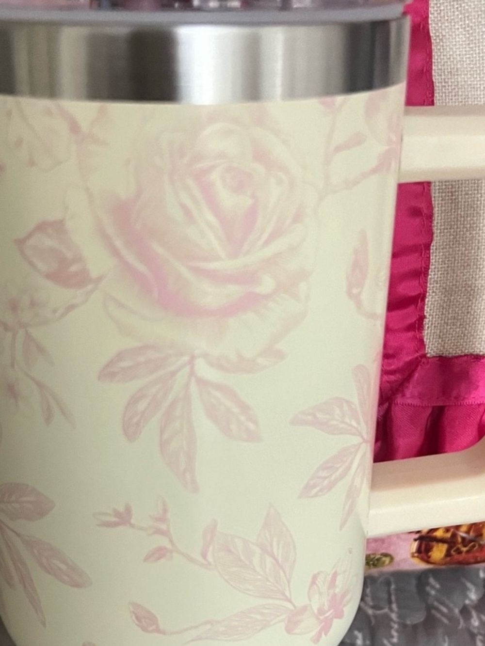 Francesca's Collections Cream Tumbler with Pink Floral Accent - Picture 3 of 5